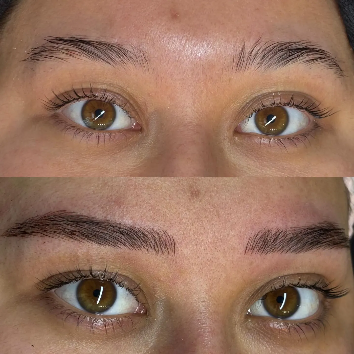 Microblading öncesi ve sonrası kaşlar